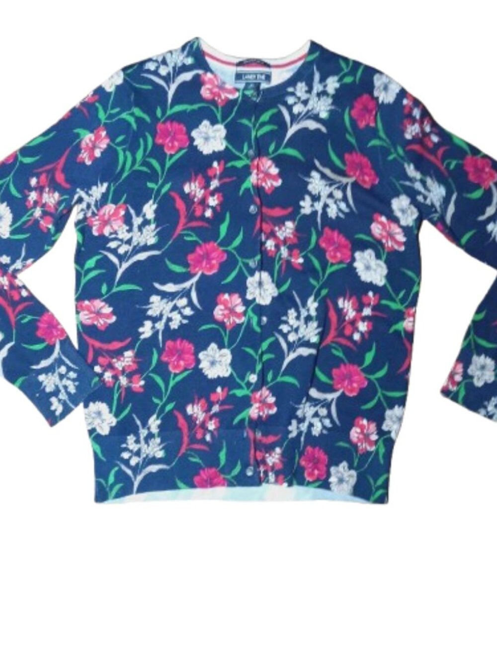 Lands End colorful button front cardigan